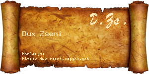 Dux Zseni névjegykártya